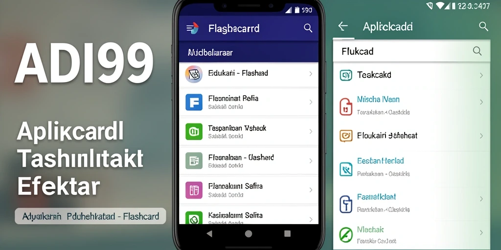Antarmuka aplikasi Flashcard ADI99 yang ramah pengguna.