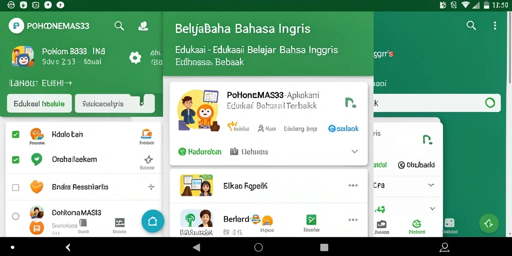 Antarmuka POHONEMAS33 yang ramah pengguna untuk belajar Bahasa Inggris.