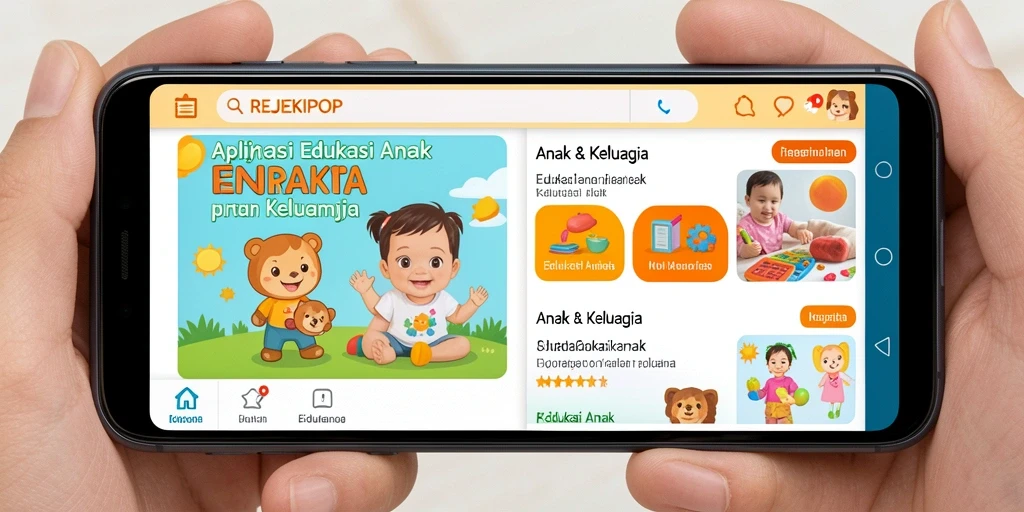 Antarmuka menarik dan interaktif dari REJEKIPOP untuk belajar anak.