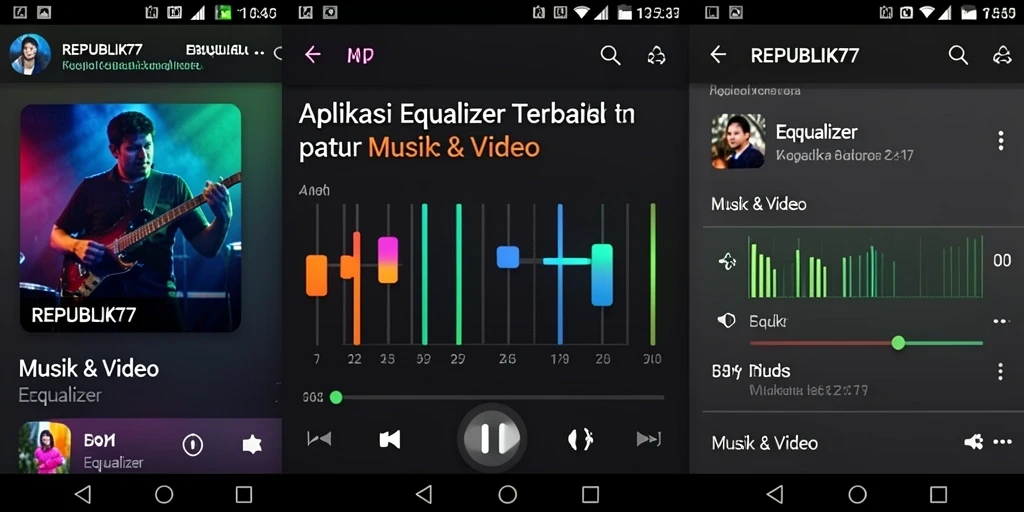 Tampilan antarmuka aplikasi Equalizer REPUBLIK77 yang modern dan intuitif.